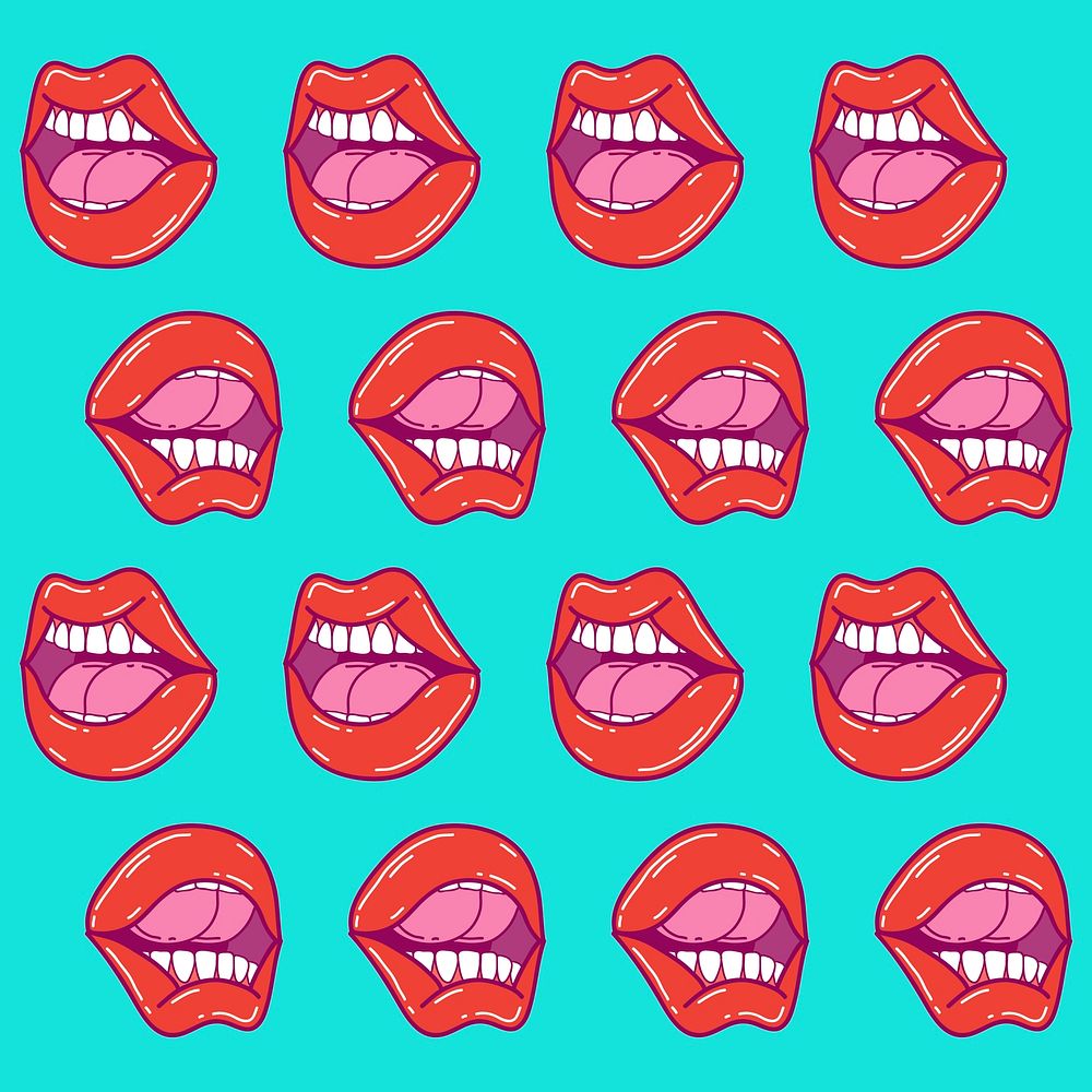 Collection set of mouth graphic illustration on mint green background