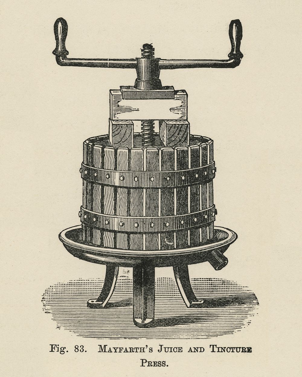 Vintage illustration of mayfarth's juice and tincture press digitally enhanced from our own vintage edition of The Fruit…