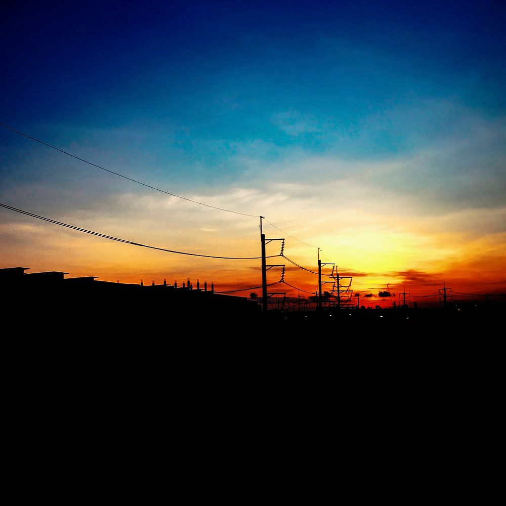 Electric lines in the sunset