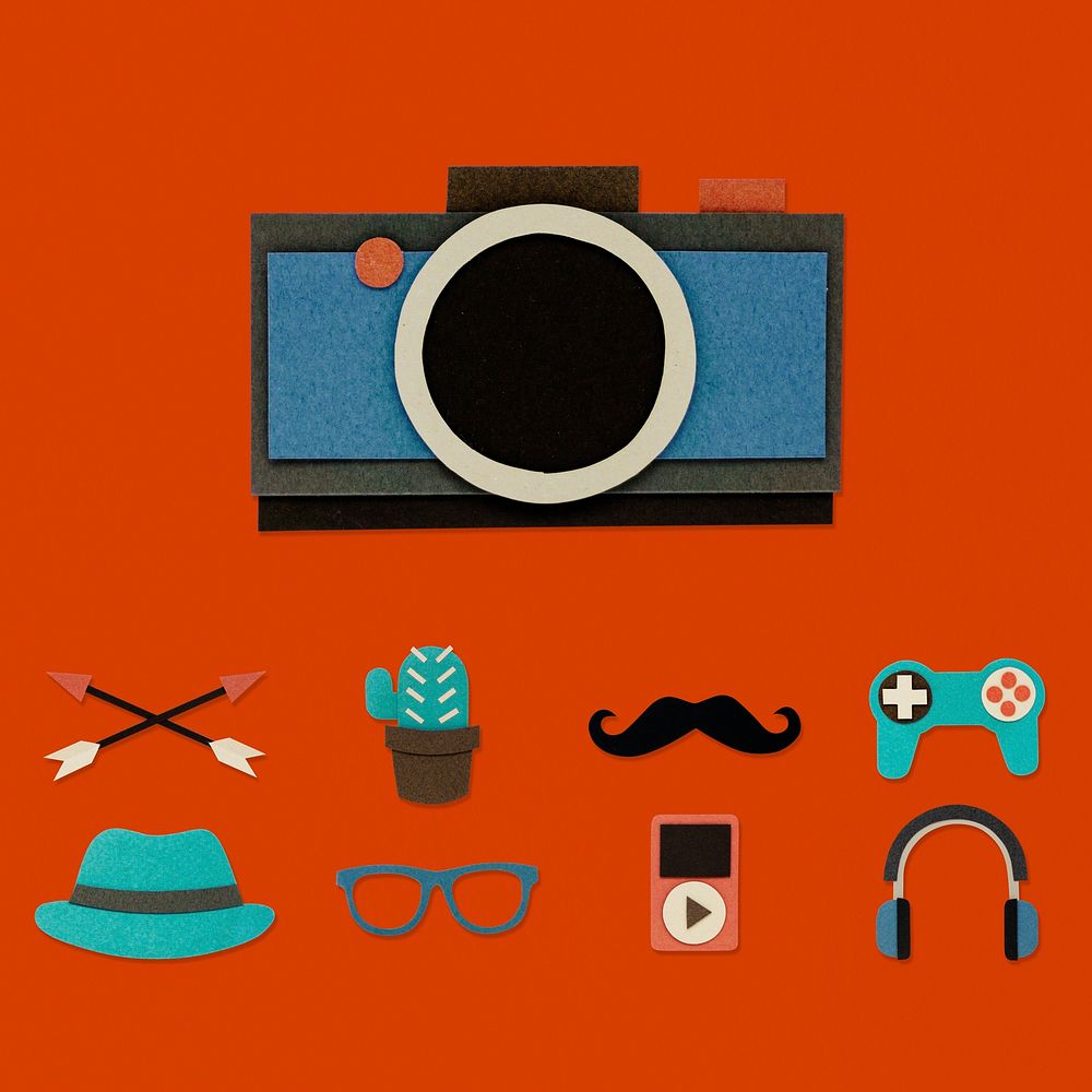 Illustration of camera and hipster lifestyle culture icon