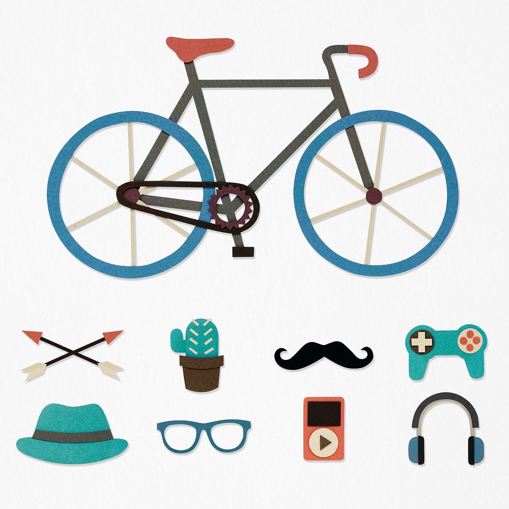Hipster lifestyle paper craft collection