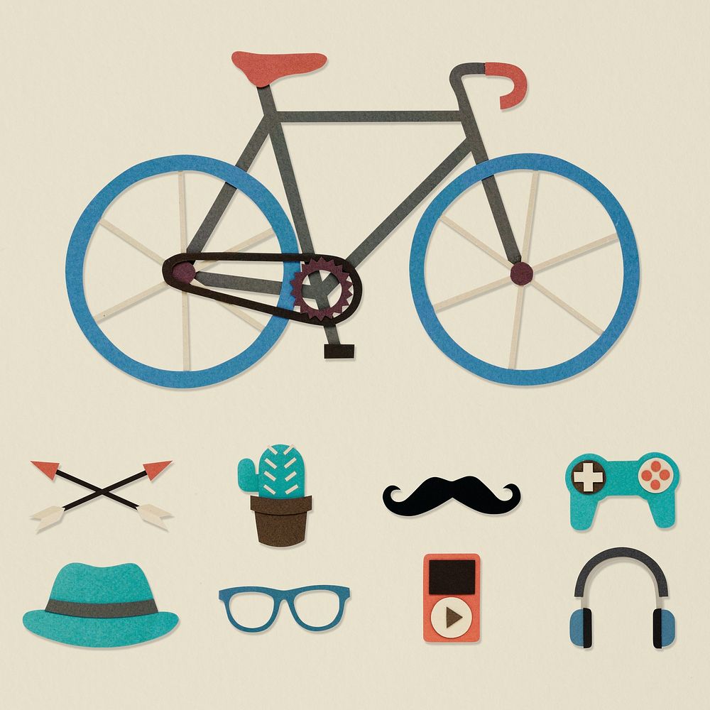 Illustration of bicycle and hipster lifestyle culture icon