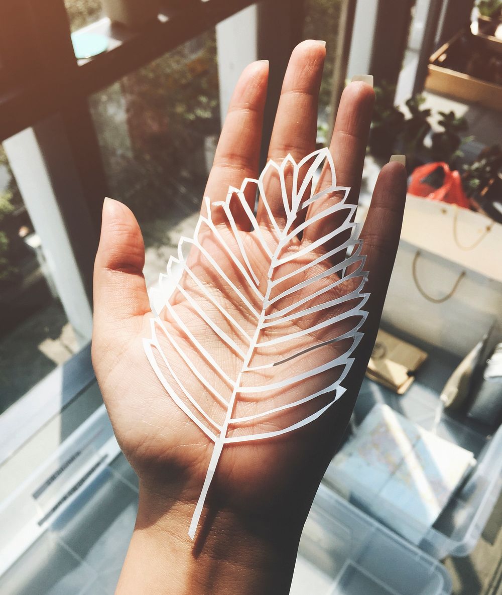 Paper Crafy Leaf on Hand Palm