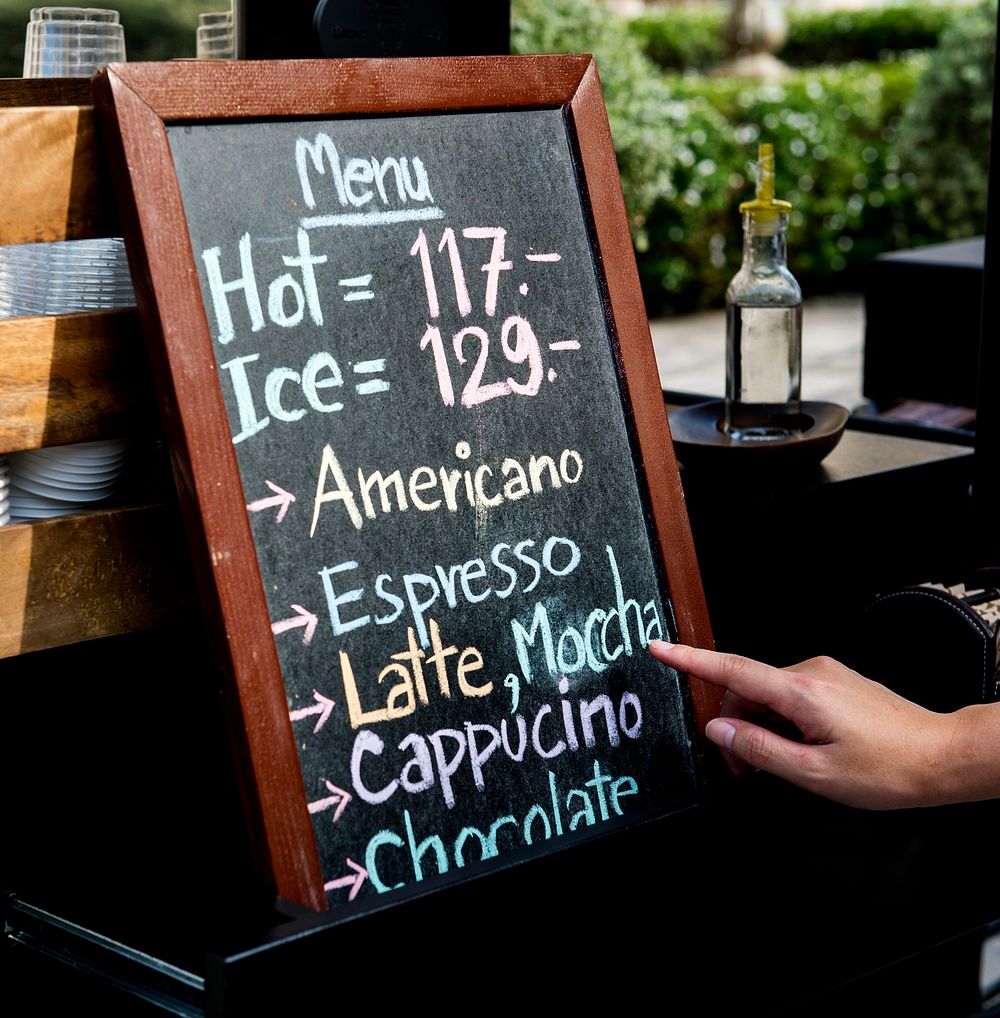 Coffee Cafe Drinks Beverage Menu on Chalk Board