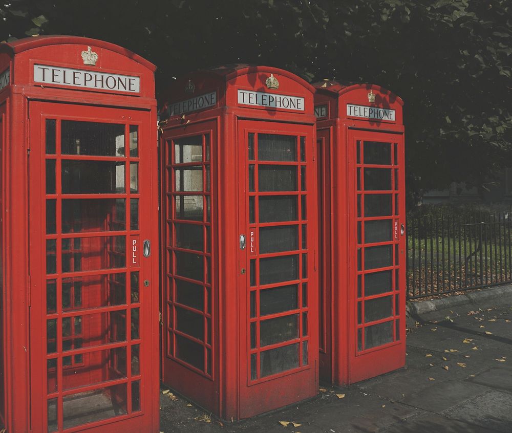 Old school red telephone booths