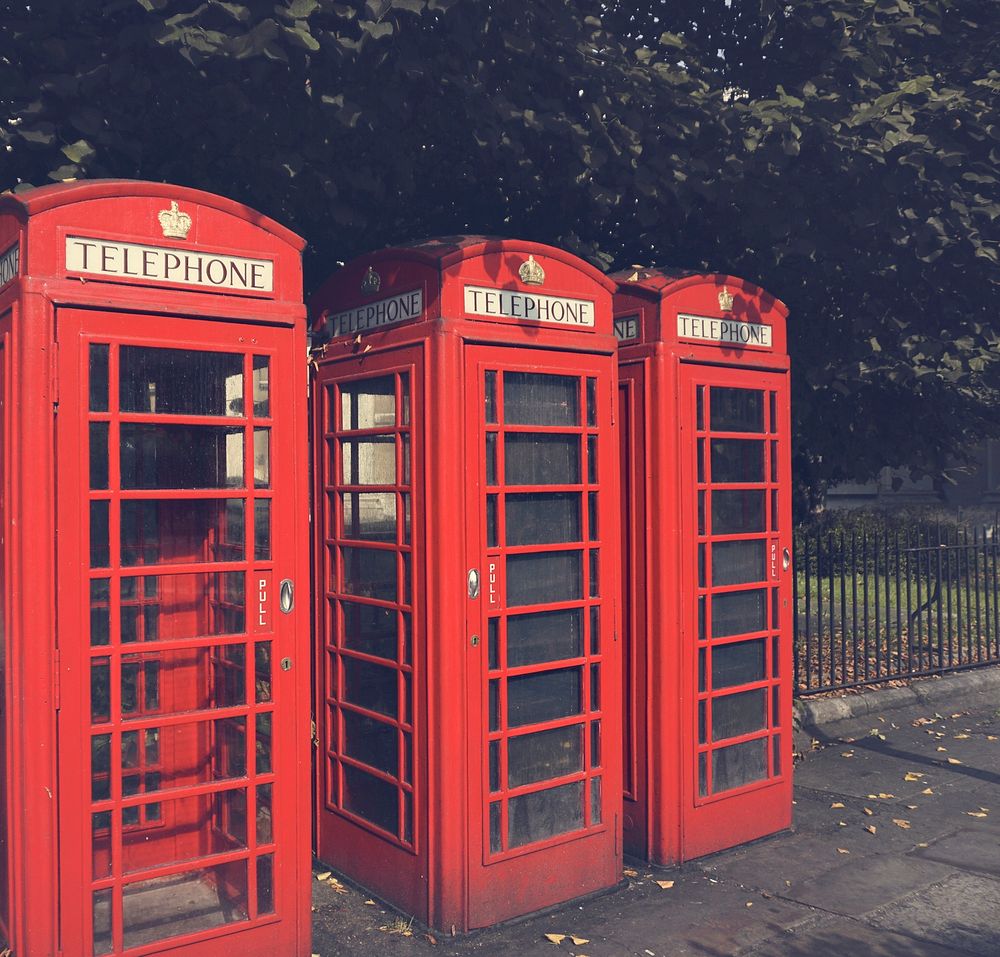 Old school red telephone booths