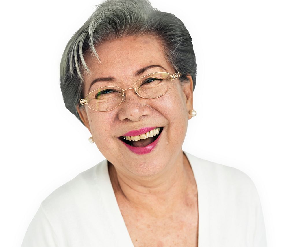 Senior Asian Woman Casual Studio Portrait Concept