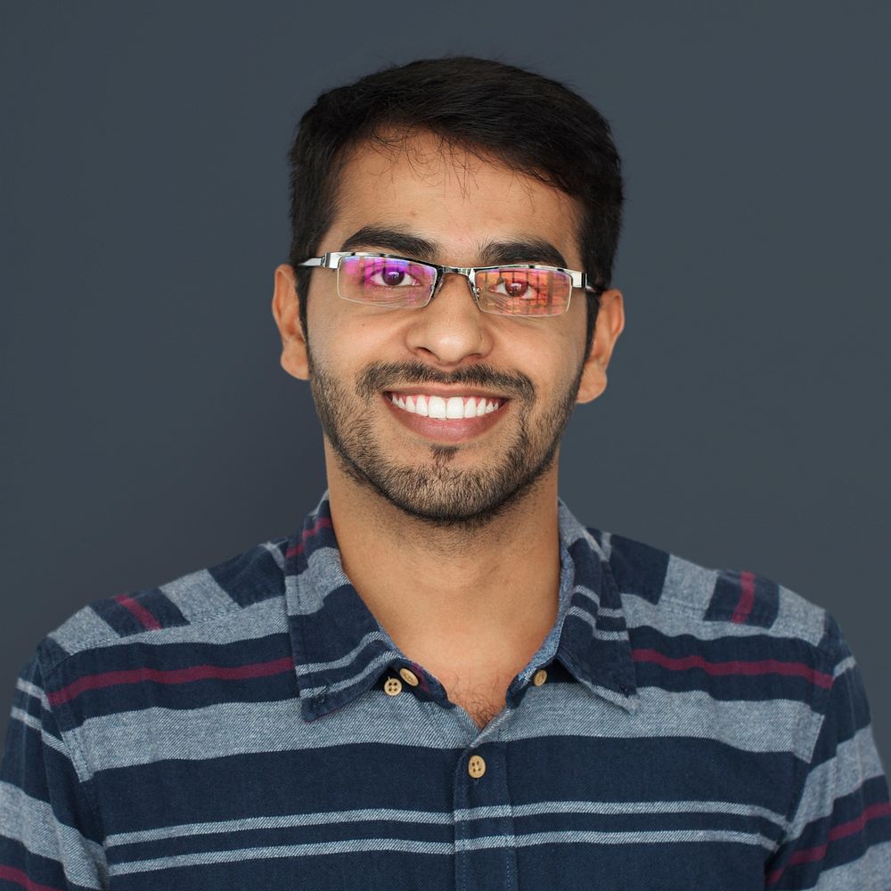 Indian Man Smiling Studio Concept