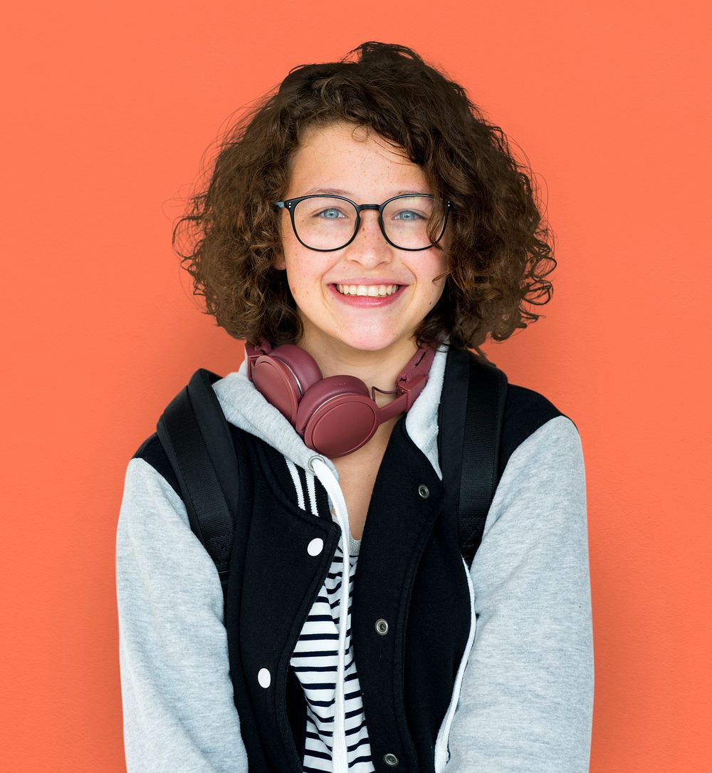 Young teenager girl with headphone