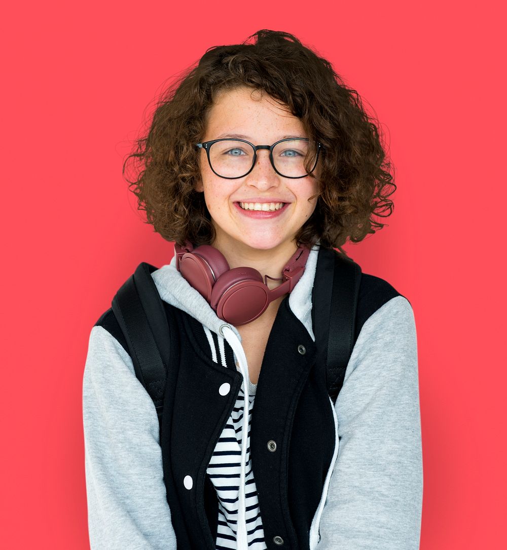 Young teenager girl with headphone