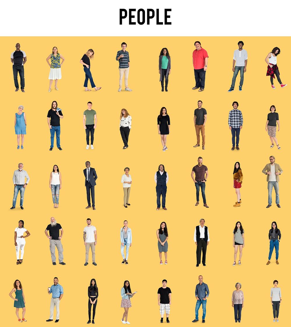 Diversity People Together Mixed Set Studio Isolated