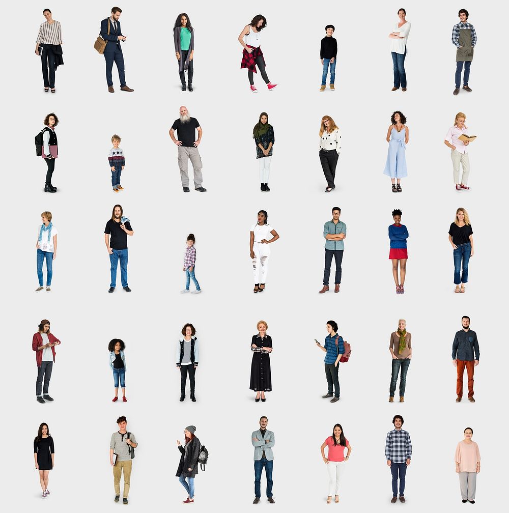 Diversity People Set Gesture Standing Together Studio Isolated