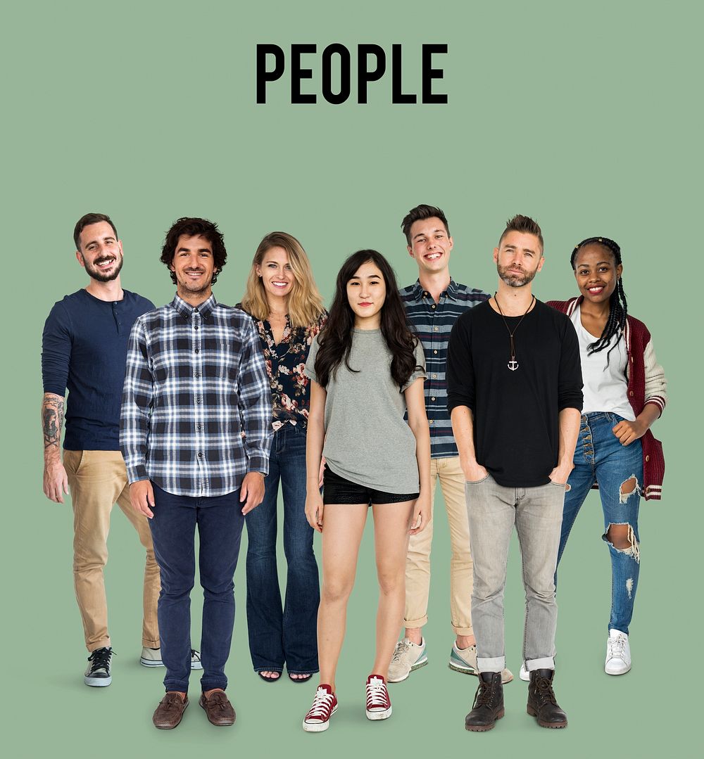 Group of Diversity People Together Set Studio Isolated