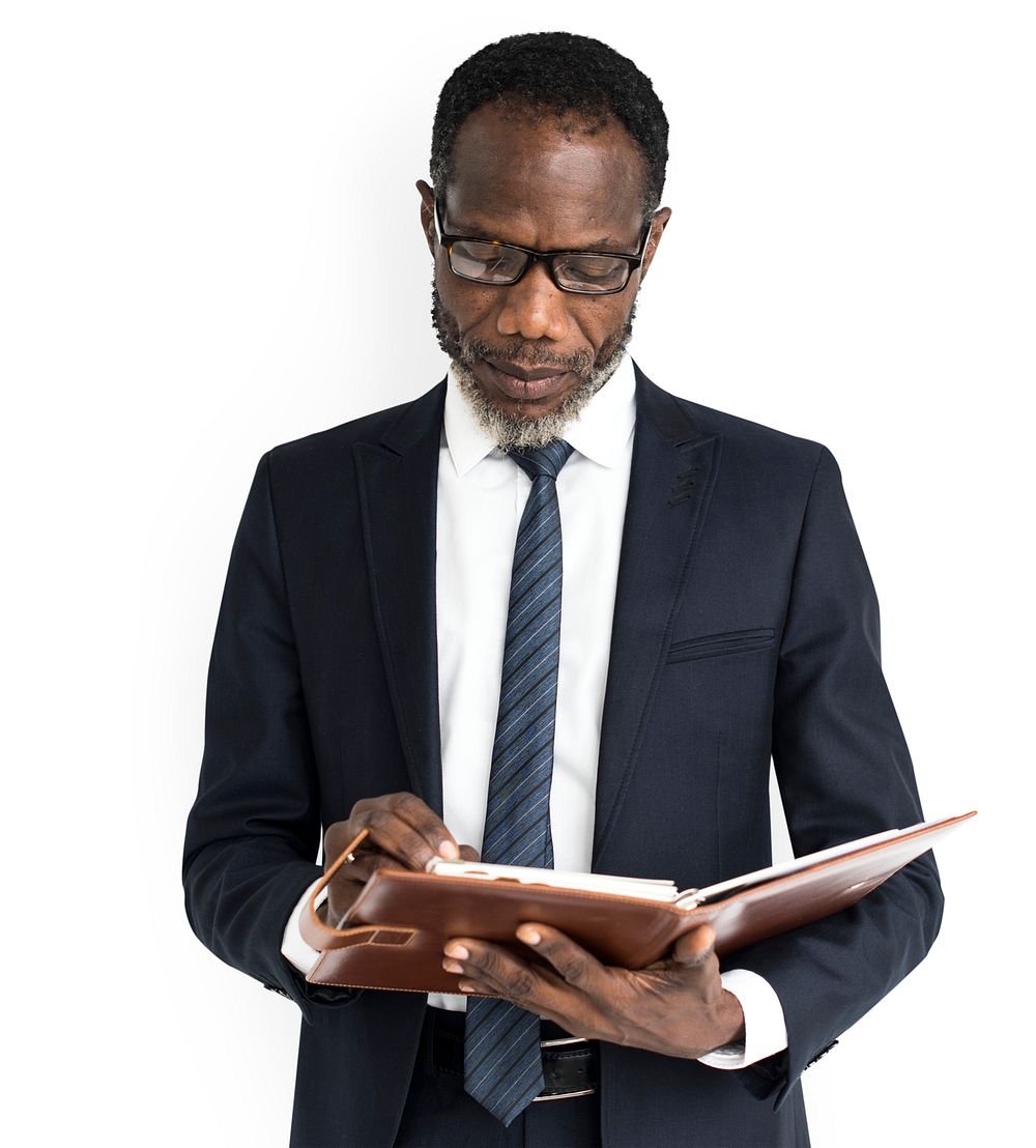 African Descent Business Man Notebook Portrait