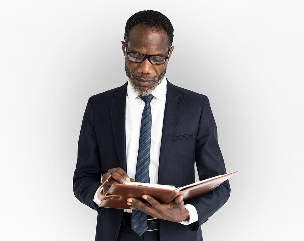 African Descent Business Man Notebook Portrait