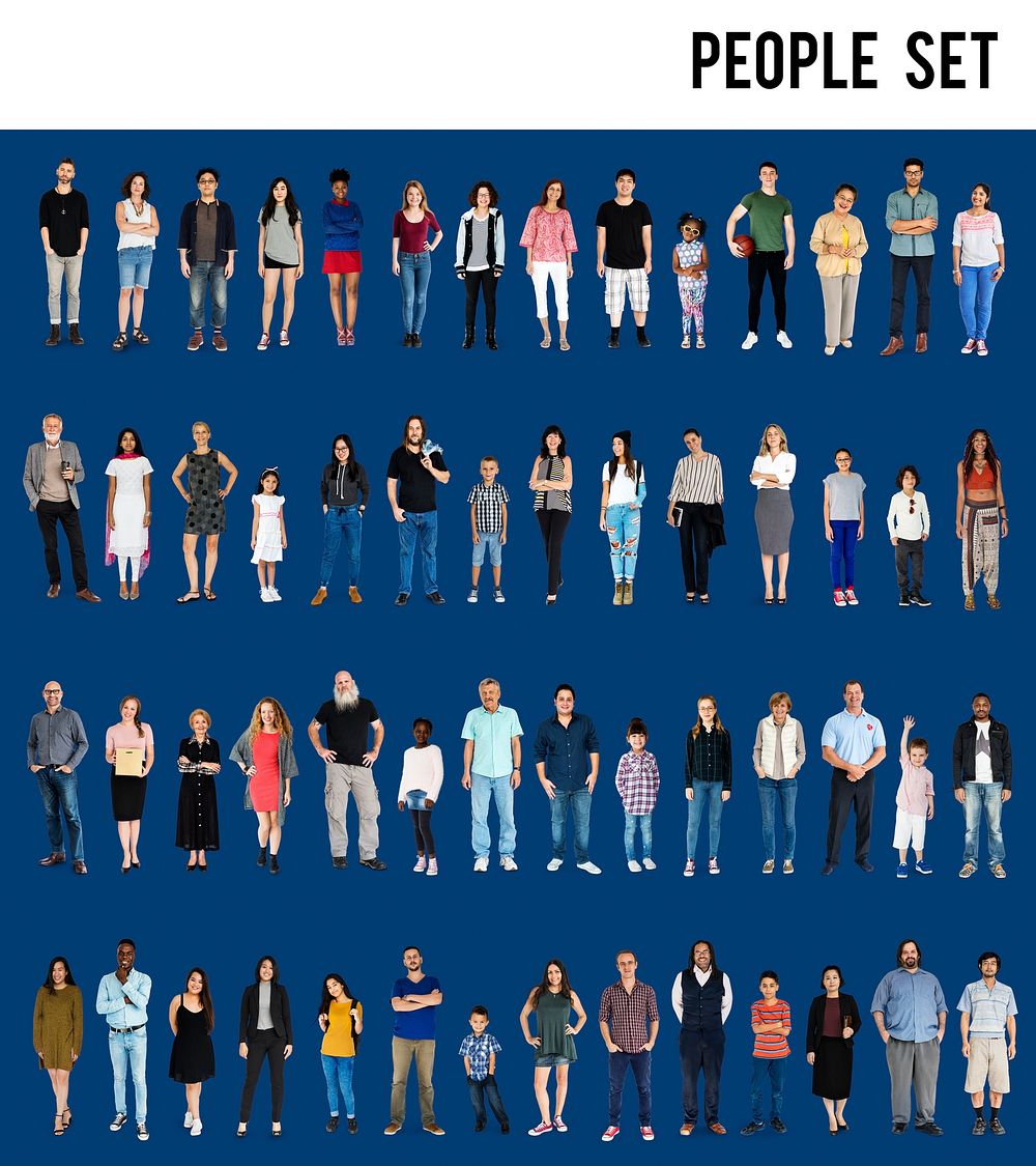 Diversity People Set Gesture Standing Together Studio Isolated