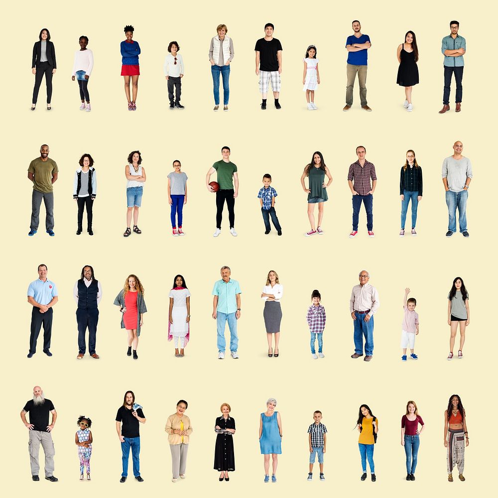 Diversity People Set Gesture Standing Together Studio Isolated