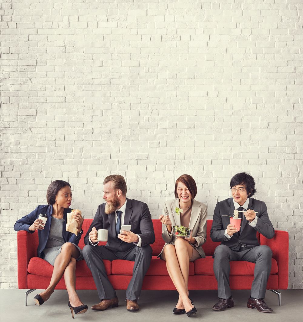 Business Team Working Break Eating Lunch Concept