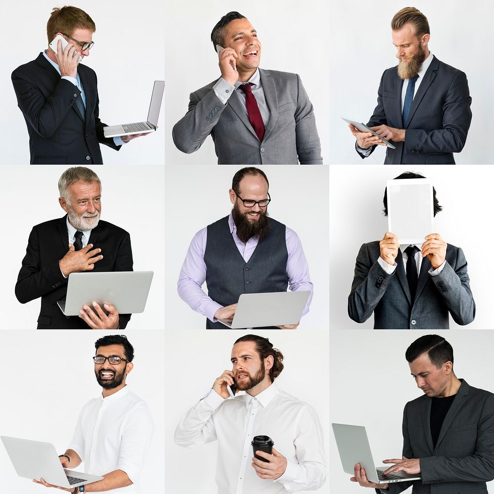 Collection of diverse people using digital devices