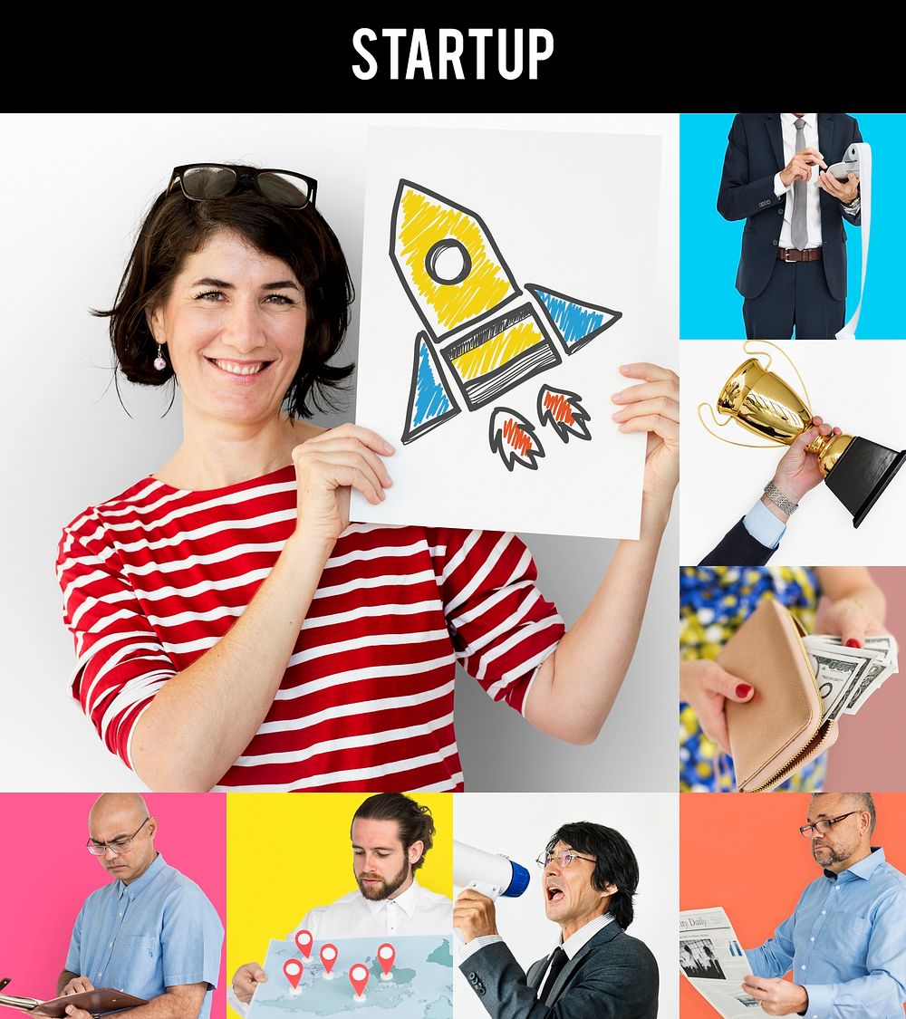 Studio People Collage Business Startup Concept