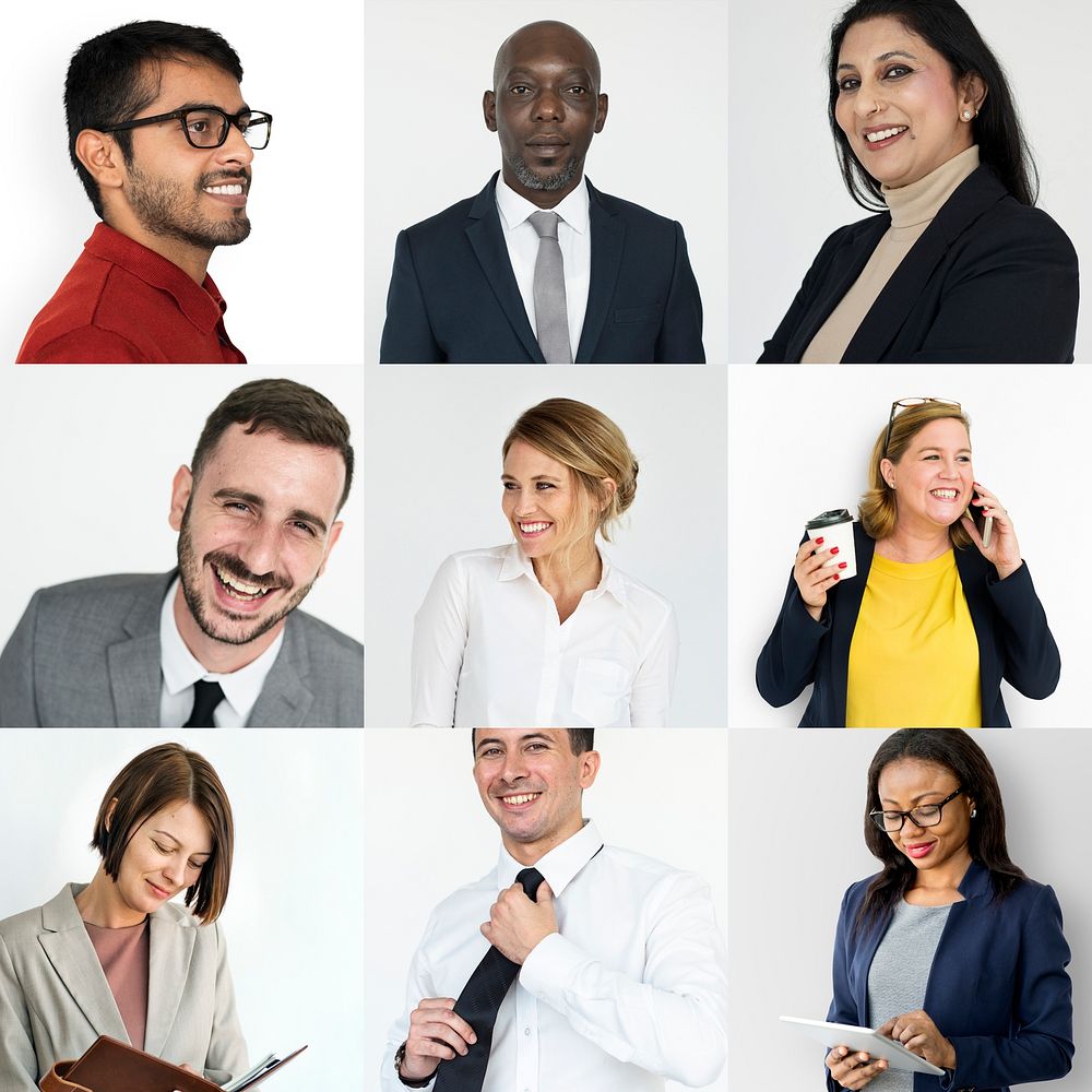Collection of business people smiling