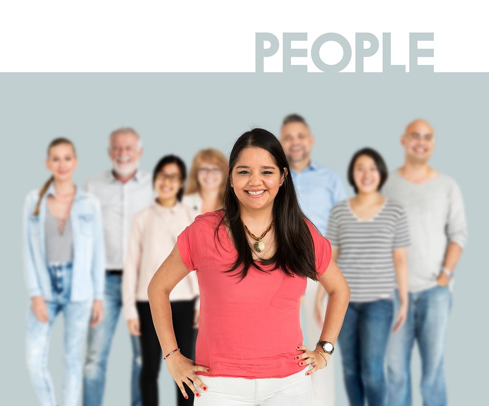 Group of Diversity Adult People Together Set Studio Isolated