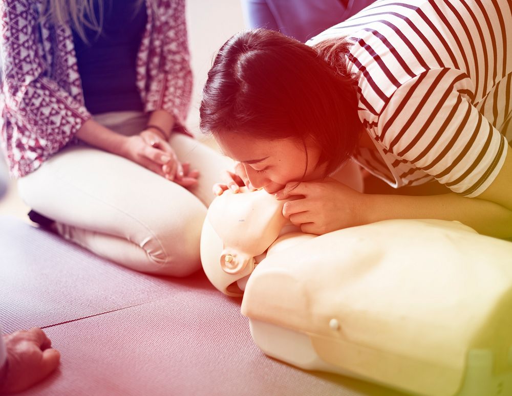 Group of people CPR frist aid training course