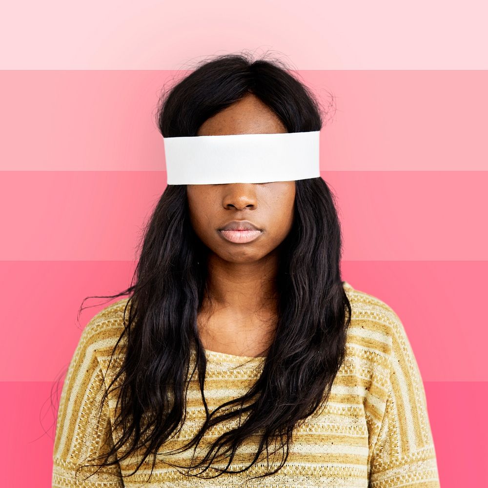 African Descent Woman Covering Eyes Concept