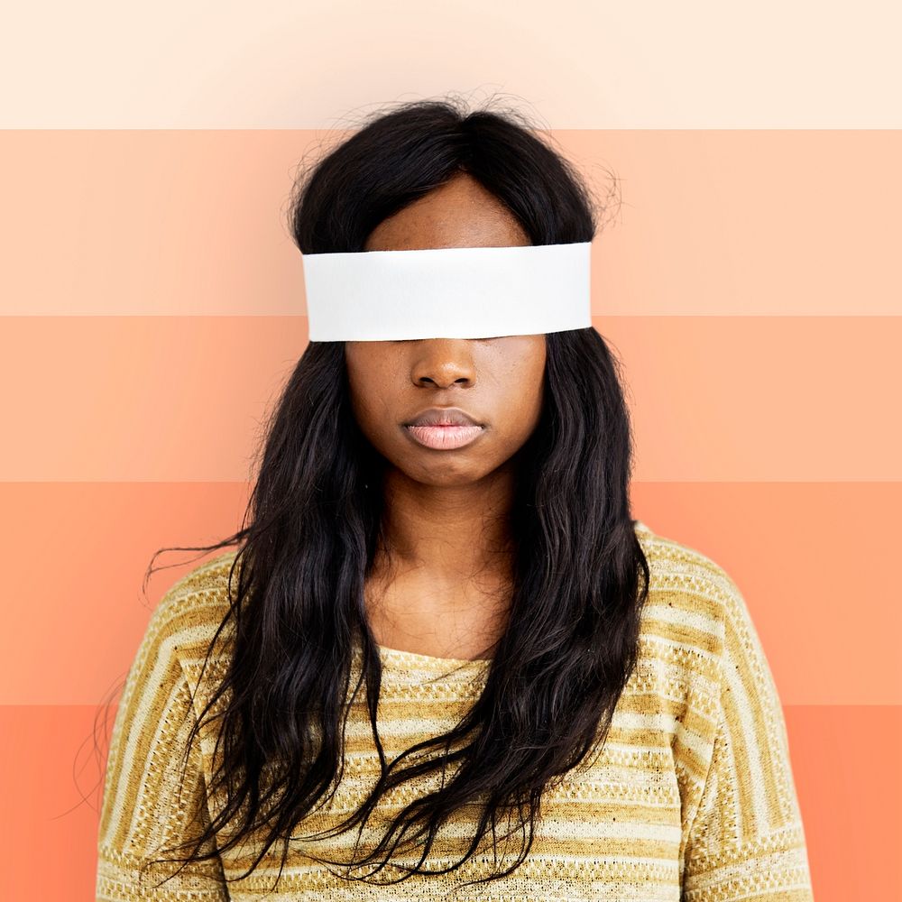 African Descent Woman Covering Eyes Concept