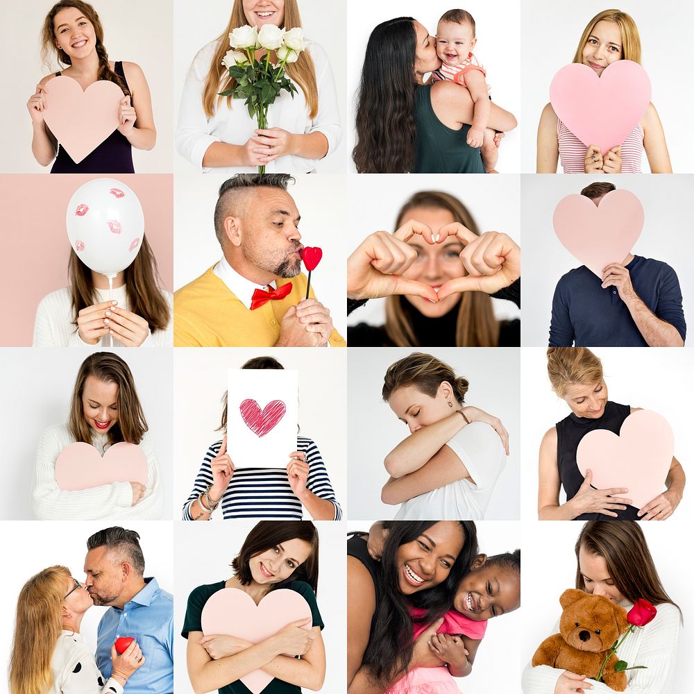 Set of Diversity People Love Smitten Feeling Studio Collage
