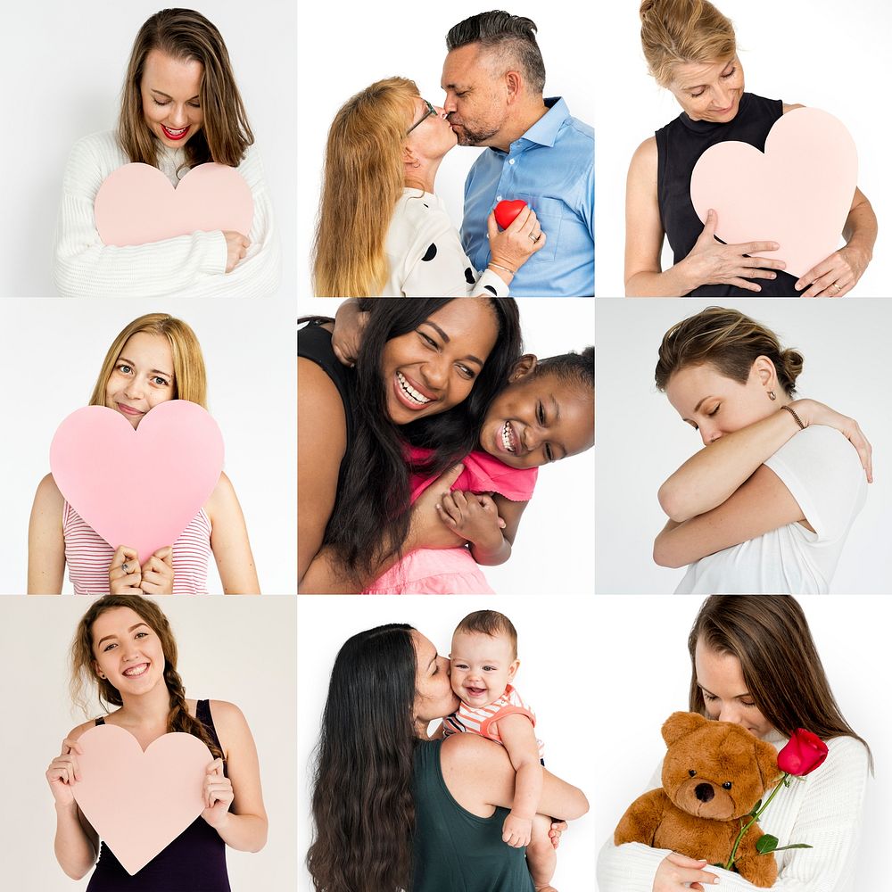 Set of Diversity People Love Smitten Feeling Studio Collage