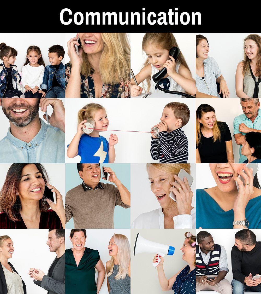 Diversity People Communication Studio Isolated Collage