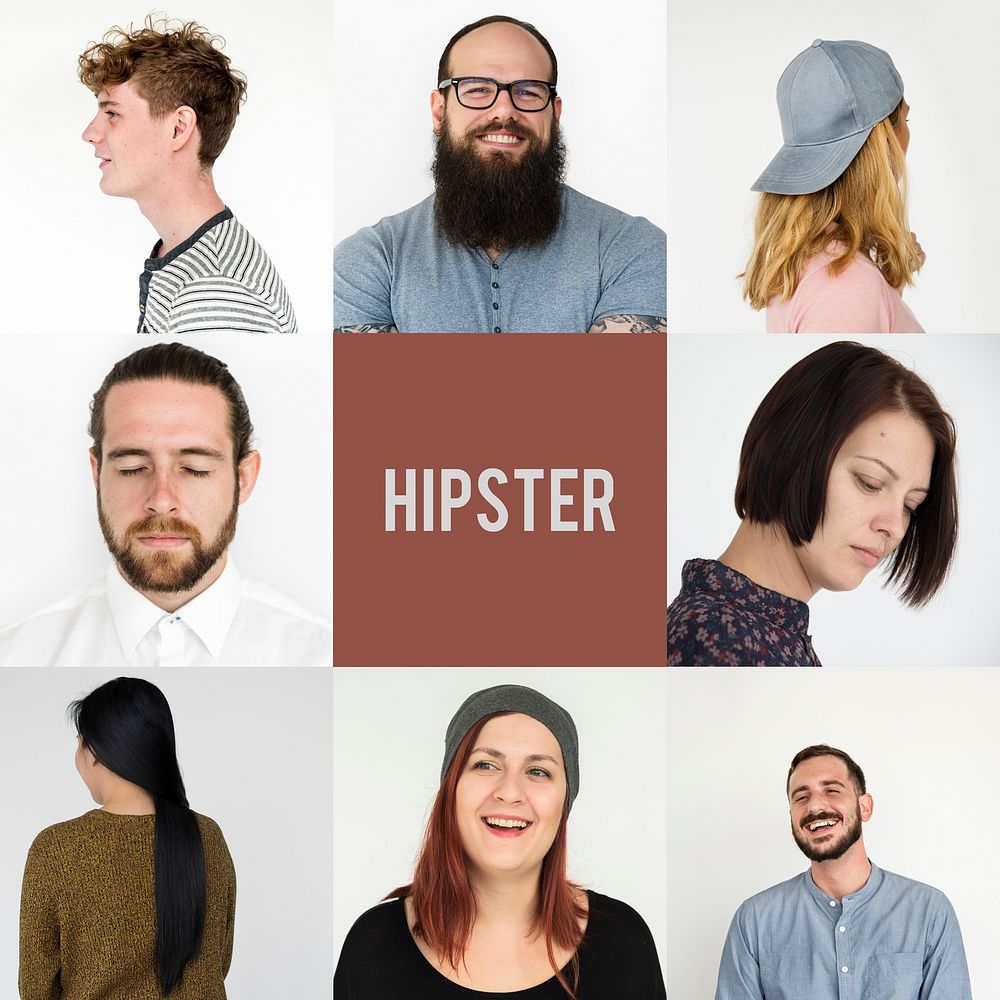 Diversity hipster people collection collage