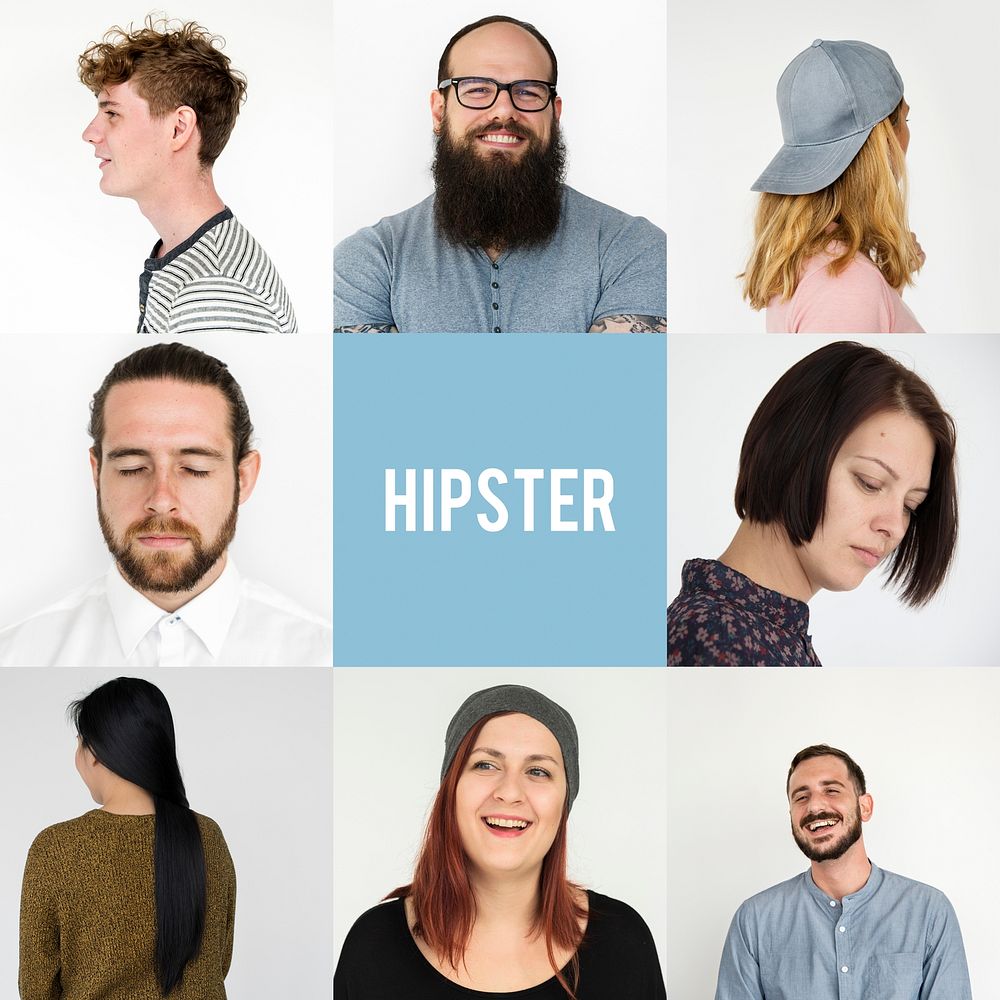 Diversity hipster people collection collage