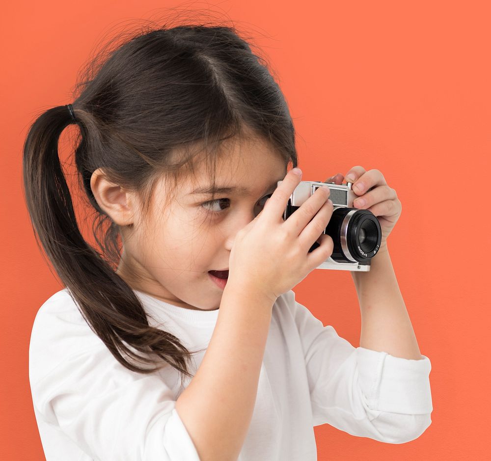 Little Girl Hands Hold Camera Shooting