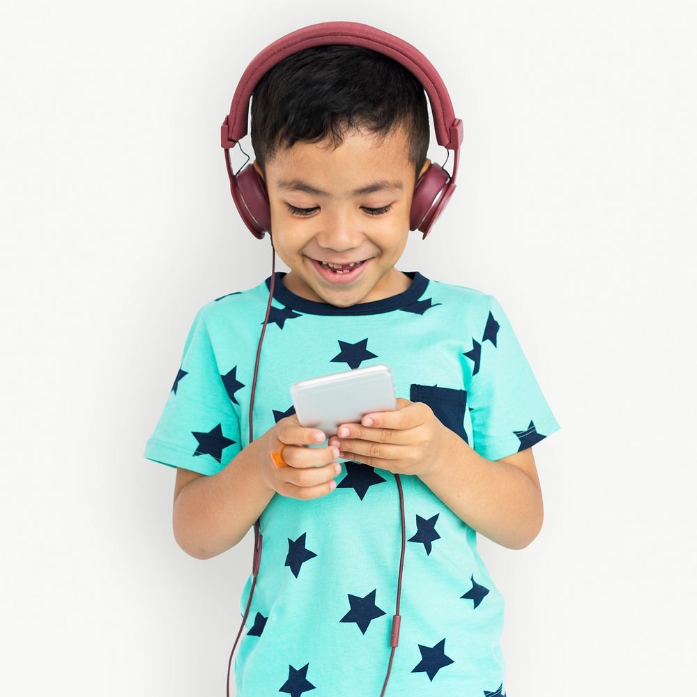 Boy Headphone Son Kid Enjoy Concept