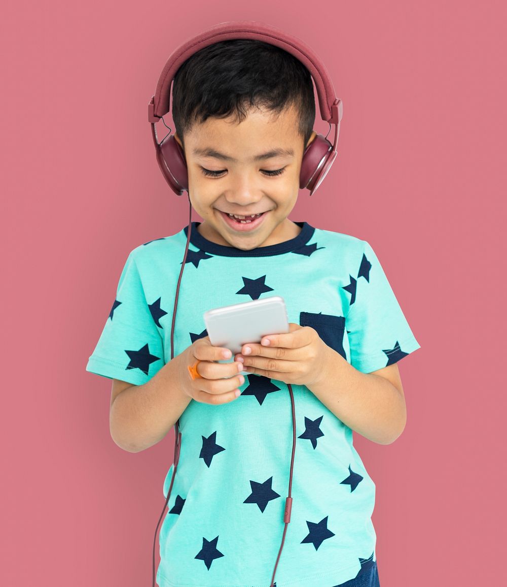 Boy Headphone Son Kid Enjoy Concept