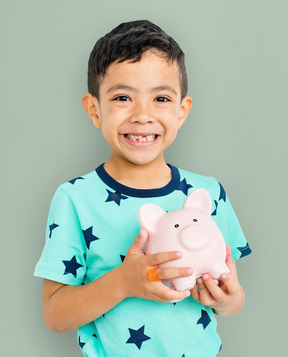 Little Boy Piggy Bank Concept
