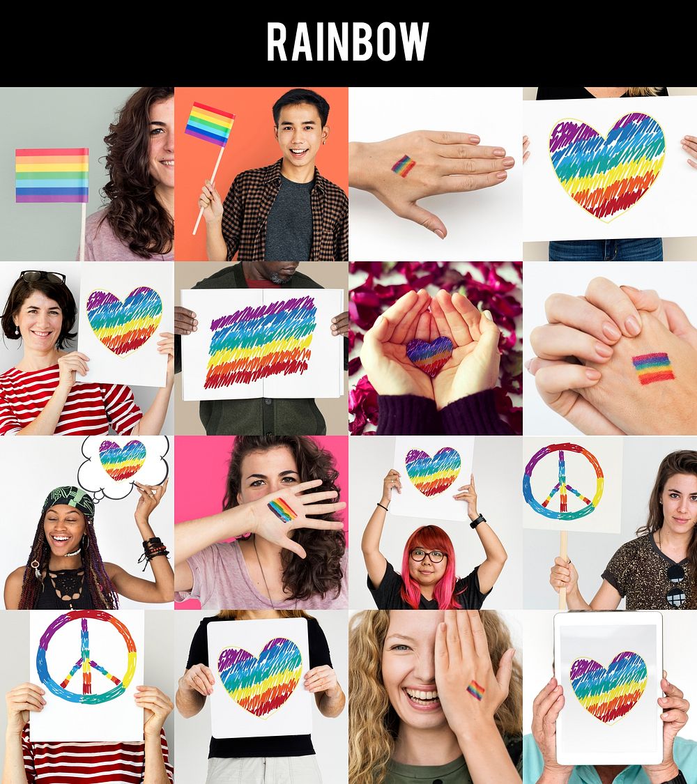 Collage of people with LGBT icon support collection