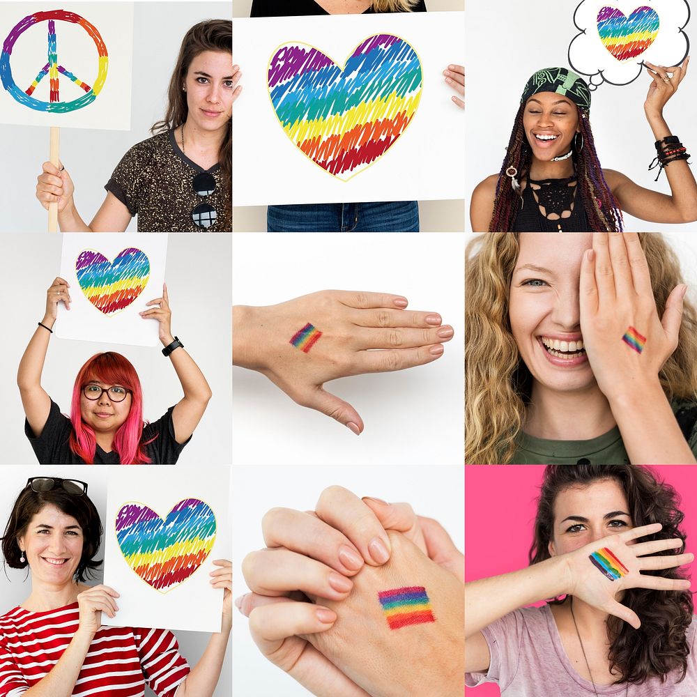 Collage of people with LGBT icon support collection