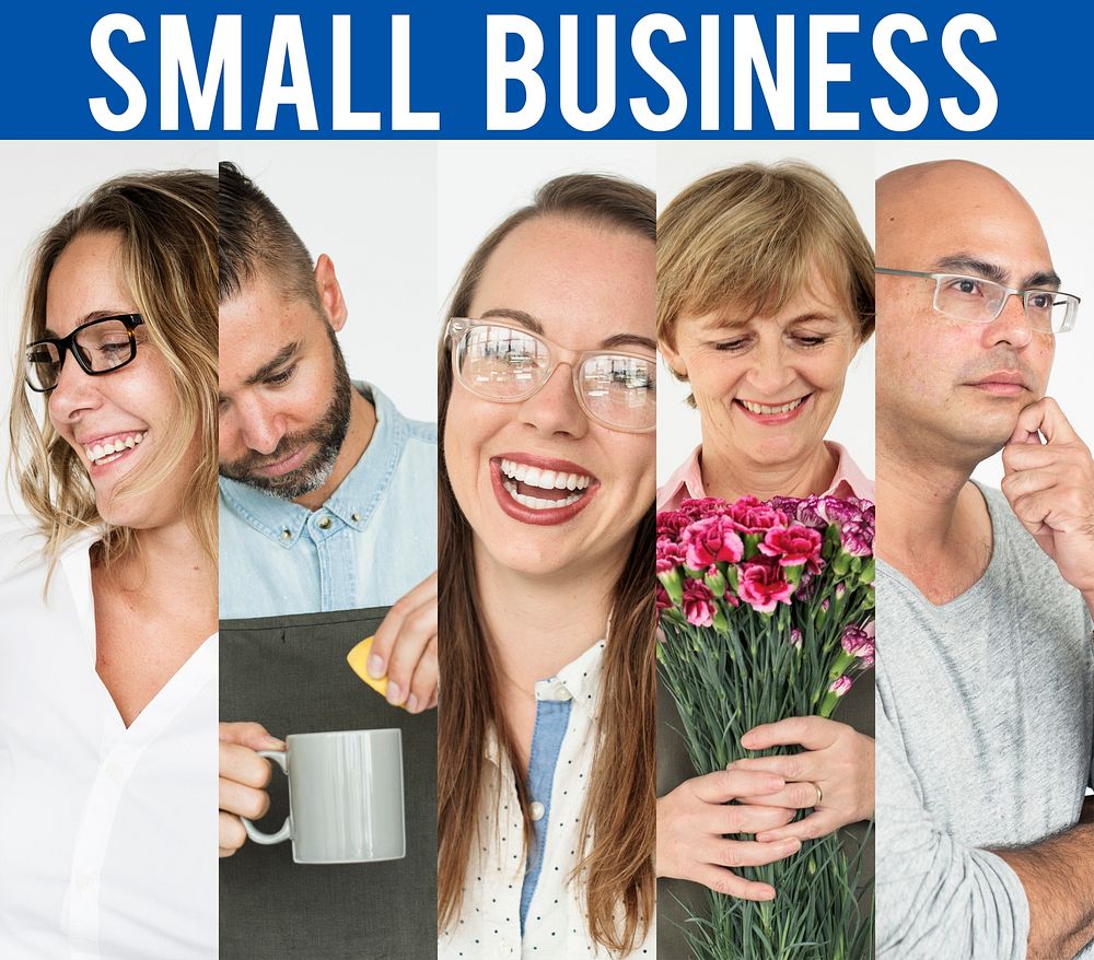 Set of portraits with small business concepts