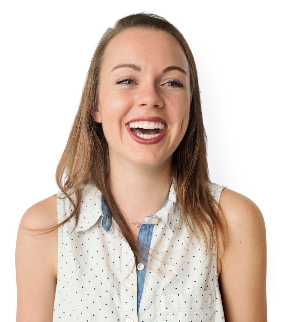 Caucasian Woman Smiling Happy Cheerful