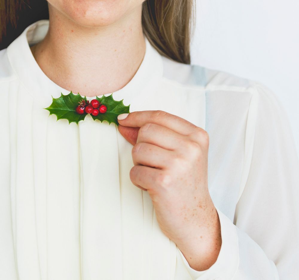 Holly berry plant as a bowtie