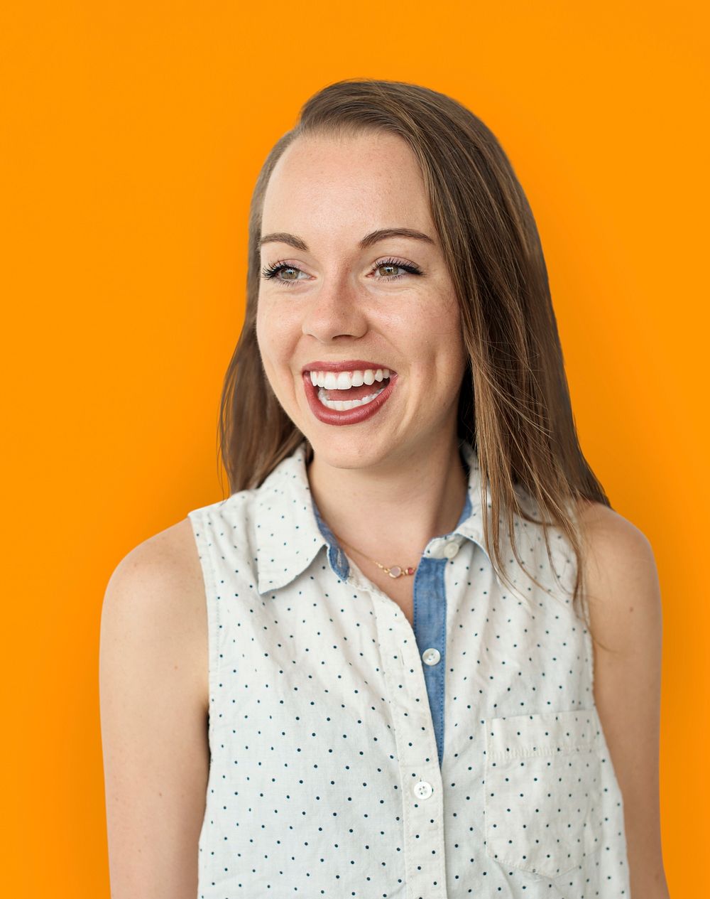 Caucasian Woman Smiling Happy Cheerful