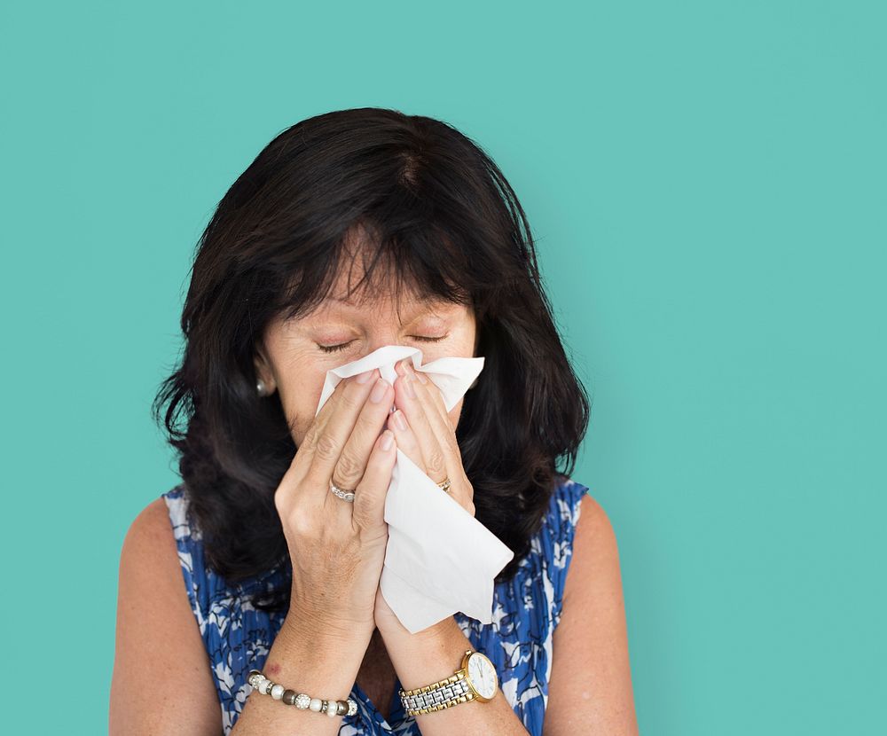 Woman Tissue Crying Sneezing Concept