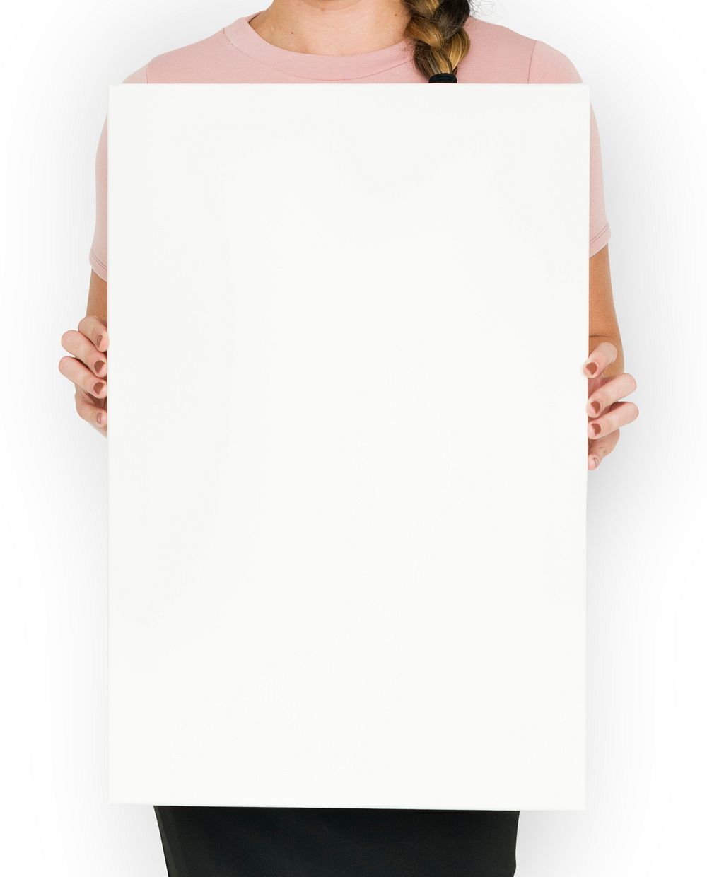 Woman Holding Blank Paper Shoot
