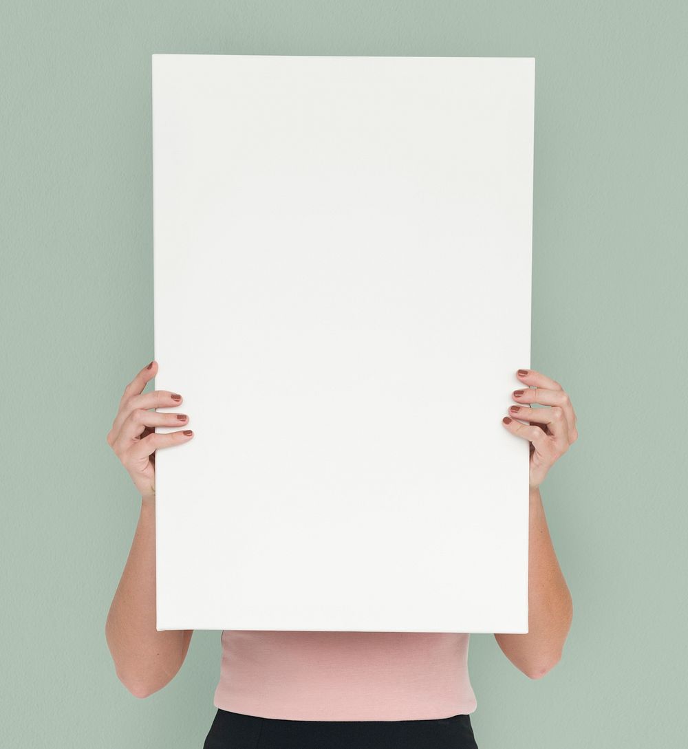 Woman Holding Blank Paper Shoot