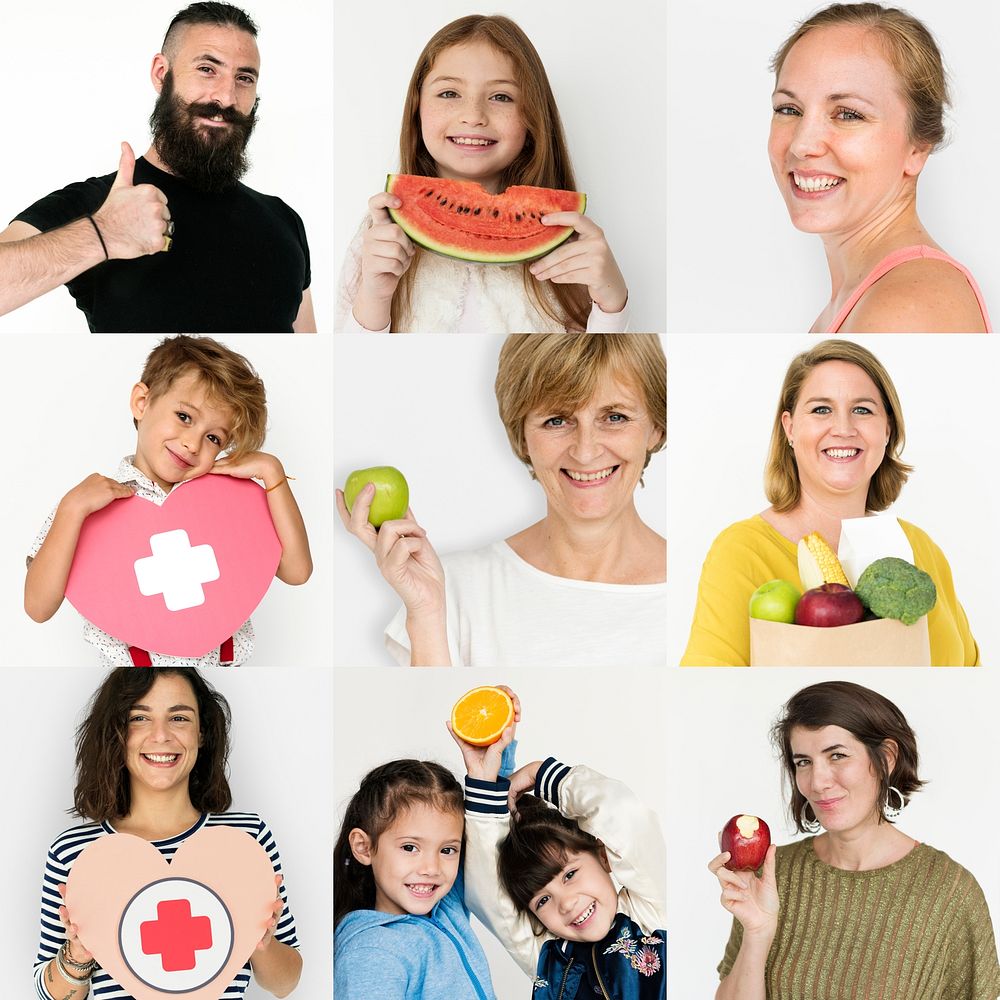 Collages diverse people health vitality