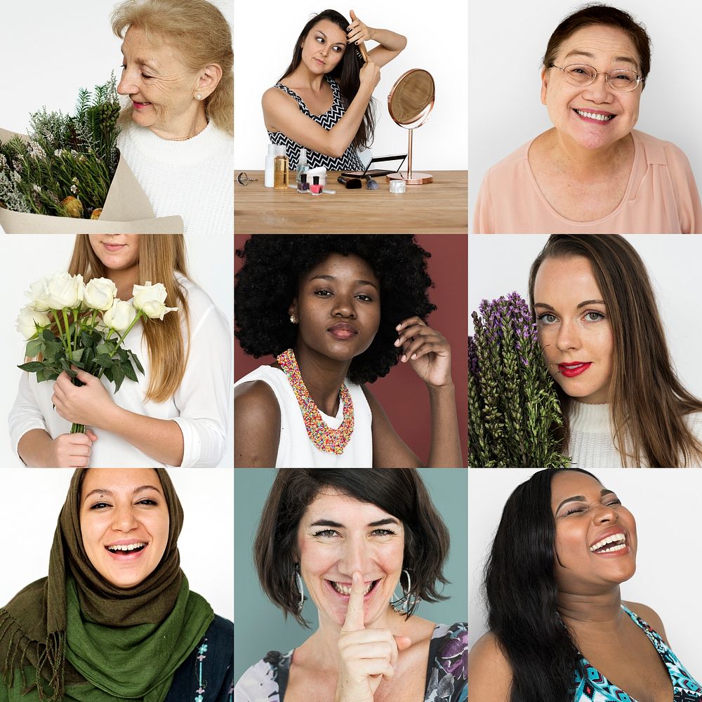 Diverse women activity femenism collection collage