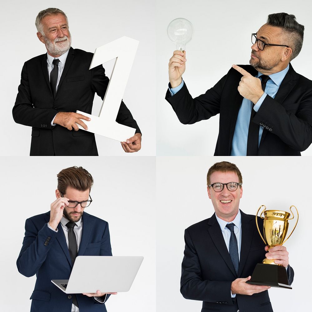 Collection of business people success and achievement